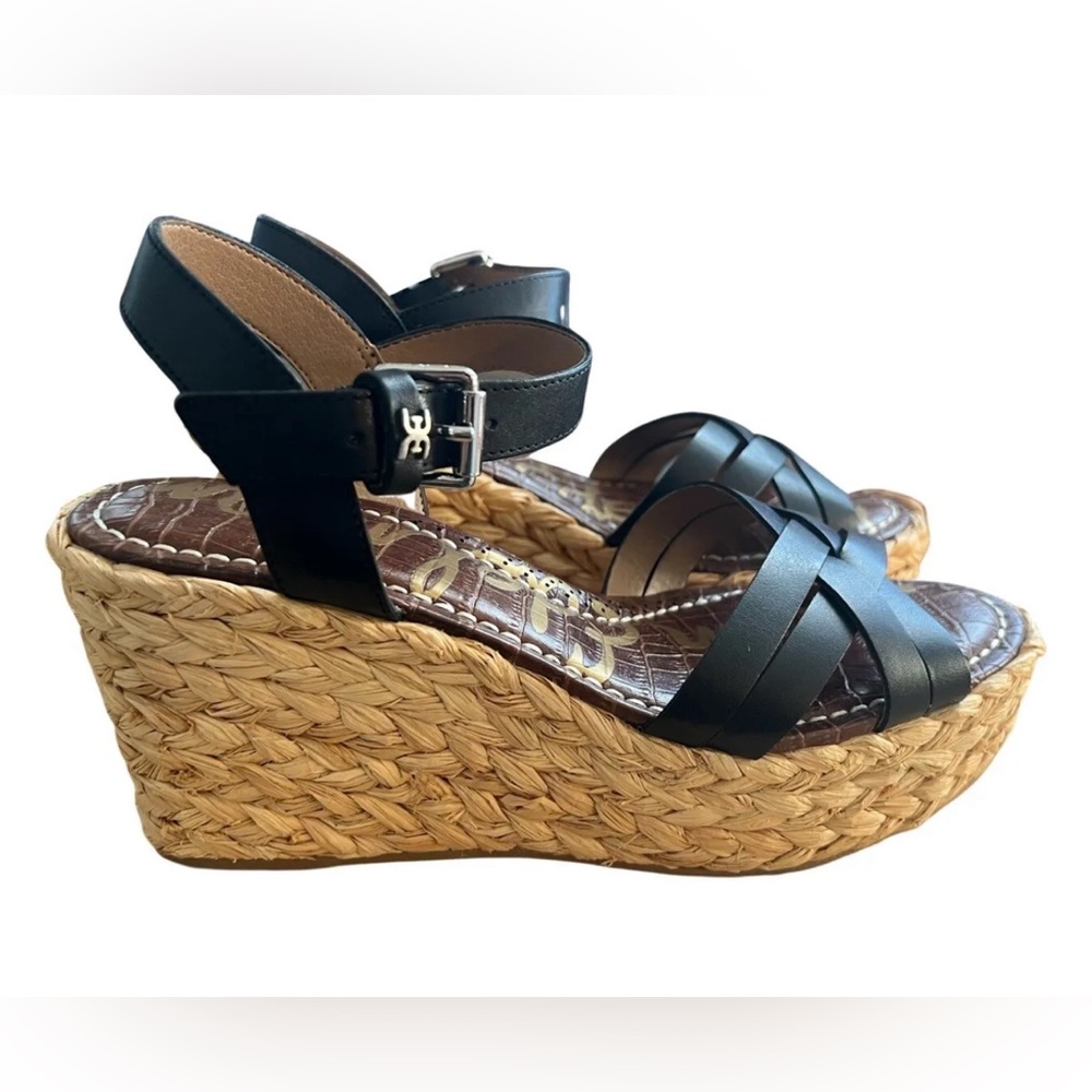 Sam Edelman Darling Sandals Leather Braided Wedge Sandals Darline Black size 8